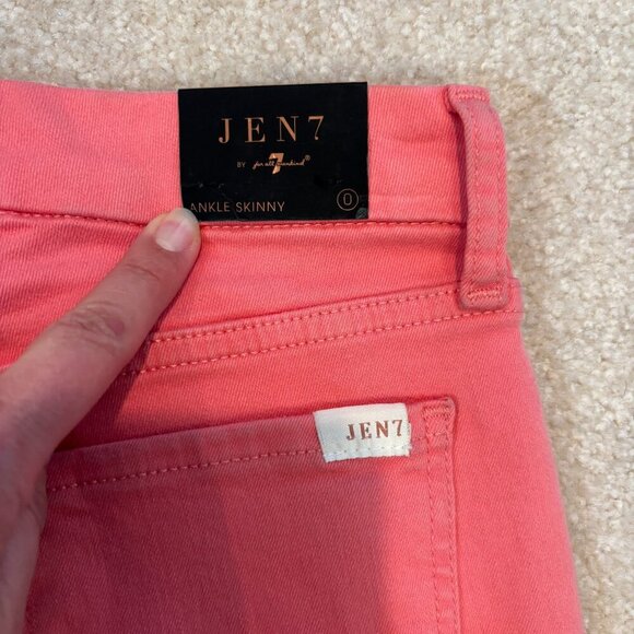 Jen 7 by 7 for all Mankind Ankle Skinny Jeans in Coral Pink - Size 0 - NWOT - Picture 7 of 15
